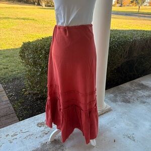 Old Navy Linen Coral Tiered Maxi Skirt